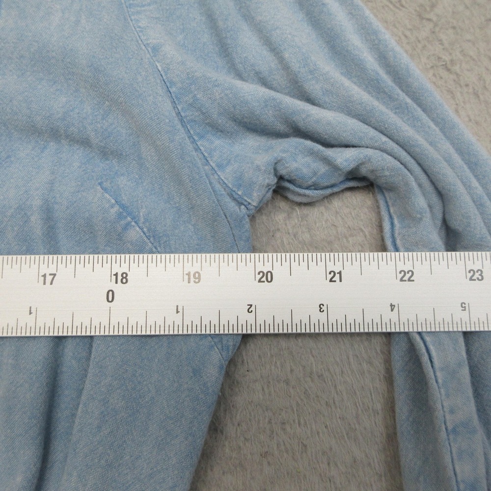 Bobbie Brooks Chambray Shirt Dress Ladies L Blue Tencel Look Tie Waist Relaxed - Picture 10 of 12